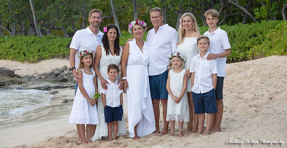 50th Wedding Anniversary Family Portrait - Secret Beach, KoOlina, Oahu Hawaii