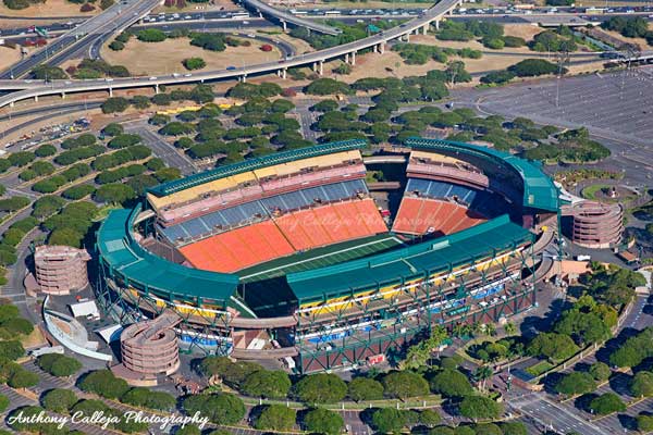 Aerial photo of the Aloha Stadium Honolulu Hawaii