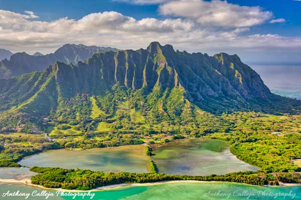Aerial photo of the Koolau Mountains Kaneohe Oahu Hawaii