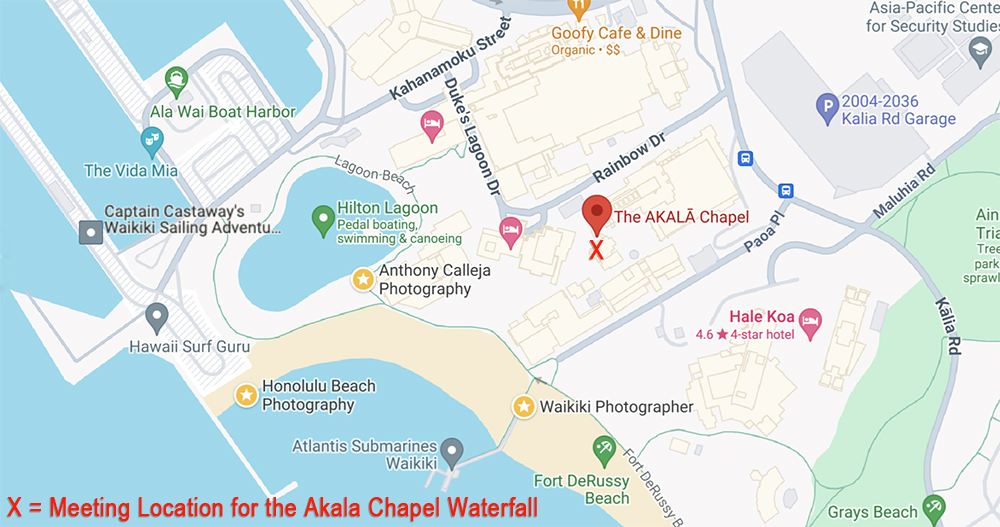 map to meeting location for the 45-minute Waikiki Sunset Photo Session