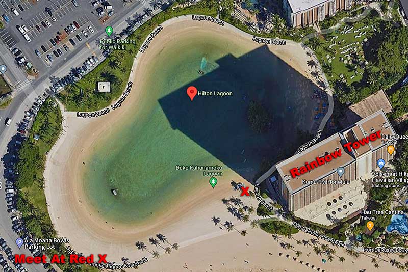 map to meeting location for the 30-minute Waikiki Photo Session