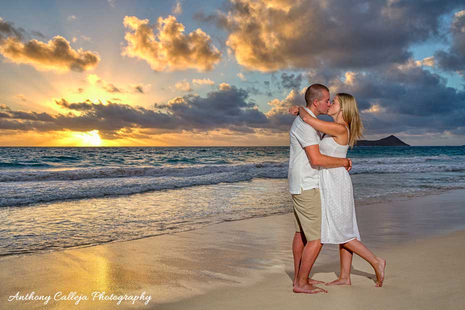 Oahu Sunrise Surprise Engagement Proposal Photography - Waimanalo Beach, Oahu, Hawaii