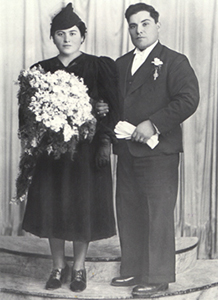 Wedding Photograph of My Parents, Pacifico and Theresa Calleja, Photographed January 11th, 1942. My Mother wore black because she was mourning the death of her brother Gregory Caruana, who died at sea while serving on the Aircraft Carrier HMS Glorious in World War 2