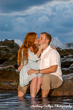 Romantic Beach engagement proposal photography, Honolulu, Oahu, Hawaii
