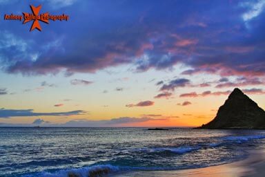 Sunset Makaha beach Oahu Hawaii