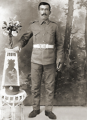 Portrait of my maternal grandfather, Carmenu Caruana, wearing his Maltese Army military uniform, circa 1898. He proudly served in Alexandria, Egypt—a chapter of his life marked by duty and honor.