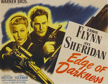 Edge of Darkness: In the Nazi-occupied Norwegian village of Trollness, citizens are preparing to resist their invaders. As British forces sneak a cache of weapons into the woods near the village, town doctor Martin Stensgard (Walter Huston), his beautiful young daughter, Karen (Ann Sheridan), and her fisherman fiancé, Gunnar (Errol Flynn), lead the resistance. But when Karen's Nazi-collaborator brother, Johann (John Beal), reappears in town, she must decide whether to betray her family for her village. 1943