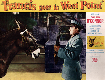 Francis Goes to West Point: The talking mule foils atomic-plant saboteurs and tutors his master (Donald O'Connor) at the U.S. Military Academy.(1952)