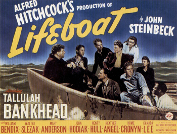 Lifeboat: In this tense Alfred Hitchcock thriller, based on a John Steinbeck novella, American and British civilians who have survived the sinking of their ship by a German submarine struggle to reach land in a crowded lifeboat. When a German officer (Walter Slezak) is rescued from the water, the group allows him to board, but his presence only increases the tensions on the boat. Soon treachery ensues, and the population of the vessel gradually decreases as conflicts come to a head. 1944