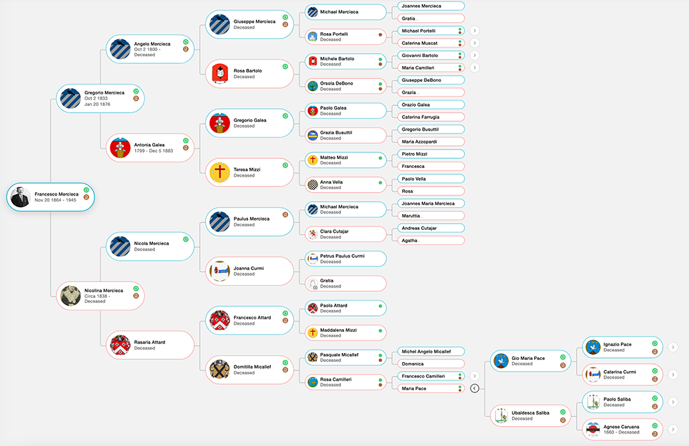 My Maternal Great Great Grandfather, Franceco Mercieca's Family Tree