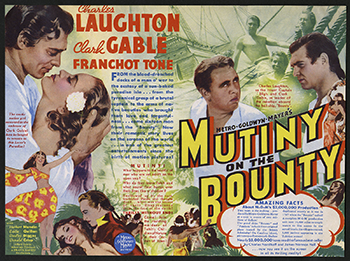 Mutiny On The Bounty: As the cruel captain of the HMS Bounty, a ship bound for Tahiti, William Bligh (Charles Laughton) wins few friends. When the crew members finally tire of his abuse, Fletcher Christian (Clark Gable) leads a mutiny, resulting in Bligh's unceremonious removal from the ship. While Christian and the remaining crew sail on to Tahiti, Bligh becomes intent on exacting revenge, and he targets Roger Byam (Franchot Tone), a sailor who had actually tried to stop the mutiny. 1935