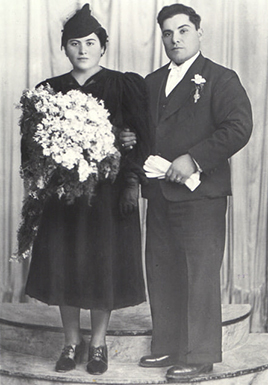 Wedding Photograph of My Parents, Pacifico and Theresa Calleja, Photographed January 11th, 1942. My Mother wore black because she was mourning the death of her brother Gregory Caruana, who died at sea while serving on the Aircraft Carrier HMS Glorious in World War 2