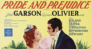 Pride and Prejudice: In the early 19th century in the English village of Meryton, the arrival of wealthy bachelors, most notably Mr. Darcy (Laurence Olivier), stirs up the families with single daughters. Among those is the Bennet family, with five eligible daughters, including the spirited Elizabeth (Greer Garson) and her pretty older sister, Jane (Maureen O'Sullivan). As Mrs. Bennet (Mary Boland) aggressively tries to pair off her girls, Elizabeth crosses swords with the imperious Darcy. 1940