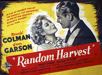 Random Harvest: A veteran of World War I, Charles Rainier (Ronald Colman) has lost all memory of his life before the war. Left to wander, Rainier meets a showgirl, Paula (Greer Garson), with whom he falls in love. Rainier and Paula are soon happily married, but when Rainier travels out of town, a car hits him -- erasing the memories of his life with Paula, but restoring those of his life before the war. While he returns to his previous life, Paula tries to find a way to be reunited with her husband. 1942