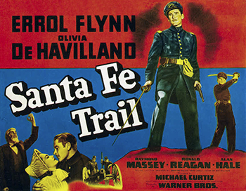 Santa Fe Trail: After graduating from West Point, Jeb Stuart and George Custer are both stationed to Fort Leavenworth in Kansas. Once there, they find that the violent abolitionist John Brown has laid waste to the state, killing anyone who gets in the way of his anti-slavery crusade. While the duo must work together to battle the murderous revolutionary, they also come to blows over their competing love for Kit Carson Holliday.. 1940