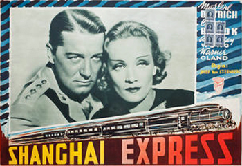Shanghai Express: In Peking, China, during a civil war, British Capt. Donald Harvey (Clive Brook) meets his old flame Magdalen (Marlene Dietrich) and learns with dismay that she has become a prostitute known as Shanghai Lily. Both are traveling to Shanghai via train, and while they grow reacquainted, they remain unaware that they are traveling with spy and rebel army leader Henry Chang (Warner Oland). On Chang's orders, his forces attack the train, terrorize the passengers, and hold Donald hostage. 1932