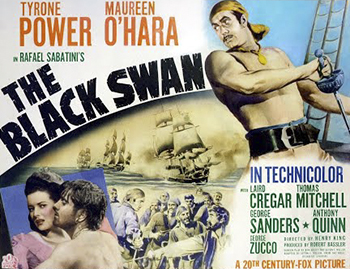 The Black Swan: With the pardon of notorious pirate Henry Morgan by the English King, Caribbean pirates are offered amnesty if they give up their lawless ways. As governor of Jamaica, Morgan picks Captain Jamie Waring to round up the renegade captain Billy Leech. Beautiful Margaret Denby complicates matters for Waring, as her scorn for him is matched only by his love for her. 1942