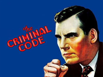 The Criminal Code: The Criminal Code is a 1930 American pre-Code crime drama film directed by Howard Hawks and starring Walter Huston and Phillips Holmes. It was adapted from Martin Flavin's 1929 play of the same name. The film explores themes of justice, redemption, and the complexities of the criminal justice system, particularly focusing on the experiences of a man sentenced to prison for manslaughter.  1930