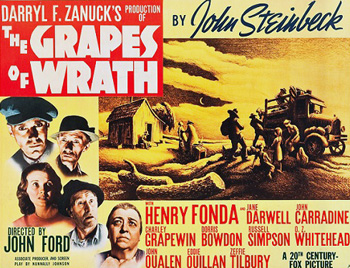 The Grapes of Wrath: The Joad clan, introduced to the world in John Steinbeck's iconic novel, is looking for a better life in California. After their drought-ridden farm is seized by the bank, the family -- led by just-paroled son Tom (Henry Fonda) -- loads up a truck and heads West. On the road, beset by hardships, the Joads meet dozens of other families making the same trek and holding onto the same dream. Once in California, however, the Joads soon realize that the promised land isn't quite what they hoped. 1940
