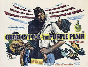 The Purple Plain: At the end of World War II in Burma, Canadian Royal Air Force pilot Forrester (Gregory Peck) is a loner whose bravery can't cover a streak of reckless instability. When his actions cause an injury, he is nearly transferred, but Dr. Harris (Bernard Lee) recommends pulling him from duty, due to the emotional trauma he's suffered. Forrester then accompanies Harris to a Christian missionary outpost, where he meets Anna (Win Min Than) and begins to find interest in living again. 1954