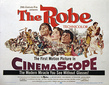 The Robe: In this biblical epic, a drunk and disillusioned Roman, Marcellus Gallio (Richard Burton), wins Jesus' robe in a dice game after the crucifixion. Marcellus has never been a man of faith like his slave, Demetrius (Victor Mature), but when Demetrius escapes with the robe, Marcellus experiences disturbing visions and feels guilty for his actions. Convinced that destroying the robe will cure him, Marcellus sets out to find Demetrius -- and discovers his Christian faith along the way. (1953)